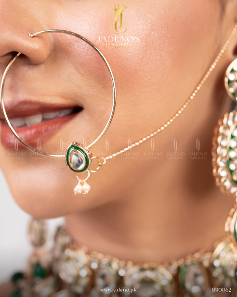 Kundan Zar-e-Taj Bridal Set with Maala Nath and Ring